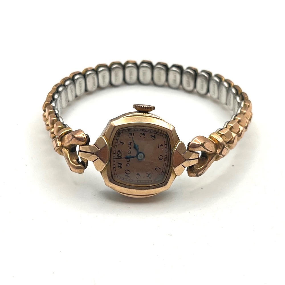 Vintage Bulova Rose Gold Tone Ladies Watch Speidel Band Needs Repair 20mm